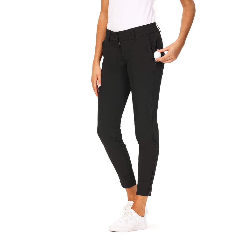 Hiverlay Womens pro golf Pants Quick Dry Slim Lightweight Work Pants with Straight Ankle Also for Hiking or casual Ladies,Black-m