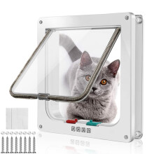 Large Cat Flap (OD 25 x 23.5 cm) Lockable Cat Flaps Pet Door for Cats and Small Dogs, 4Way Locking Dog Flap Doors for Interior Exterior, Easy Fitting