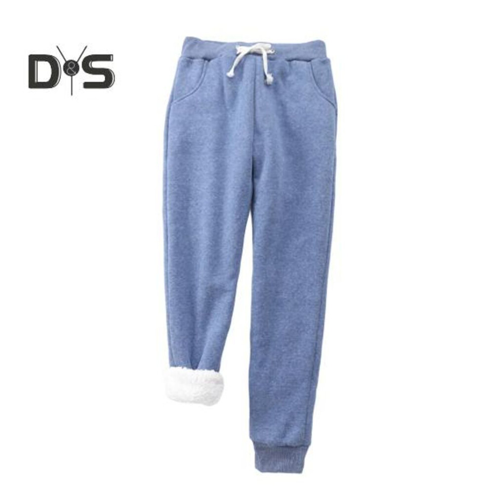 (blue, M) Women Cotton Sweatpants Winter Fleece Warm Loose Pants With Pockets Casual Lounge Joggers For Running Workout Yoga