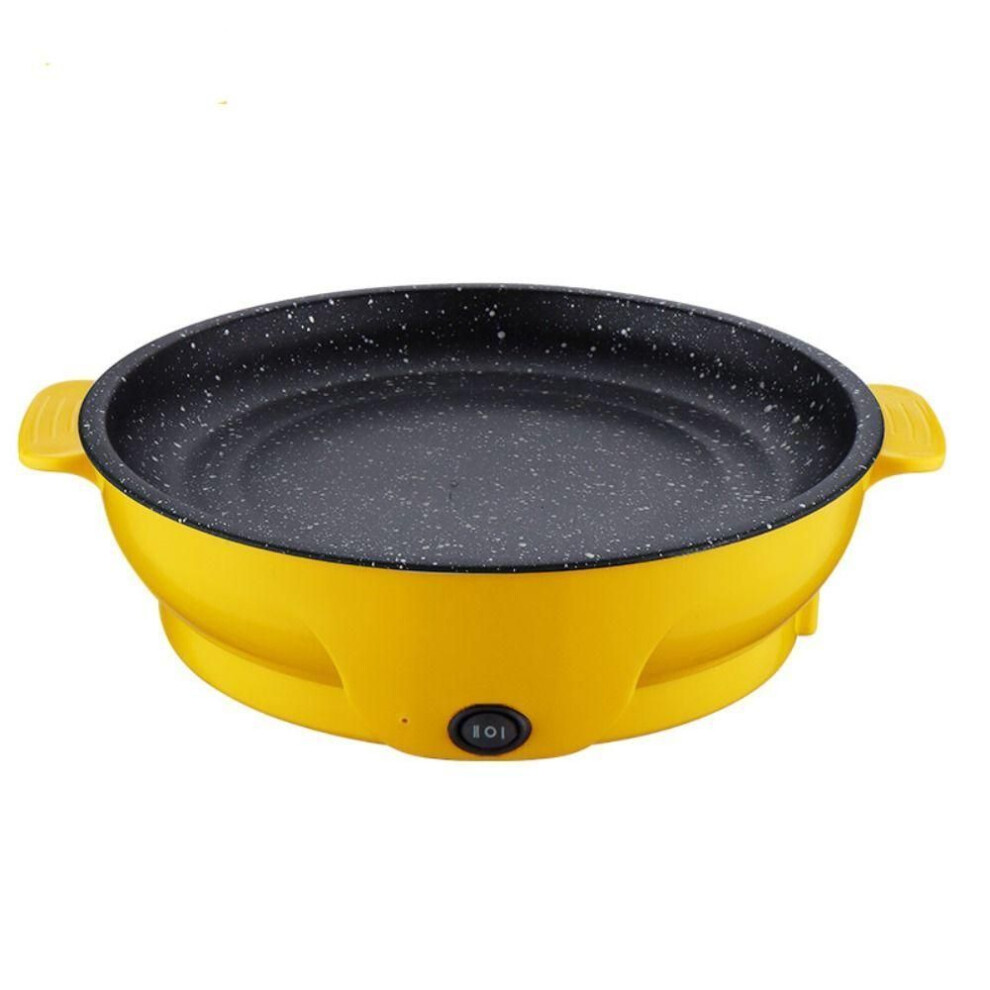 (yellow, 26cm) 20/26/30cm Grill Non-stick Electric Hot Pot Househould Electric Frying Pan  Barbecue