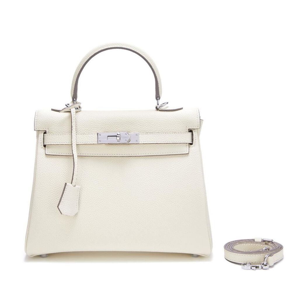 (white, 25x10x18cm) New Togo Top Layer Cowhide Bag Silver Buckle Fashionable Texture Handbag Atmospheric Socialite Single Shoulder Diagonal Cross Women's Bag