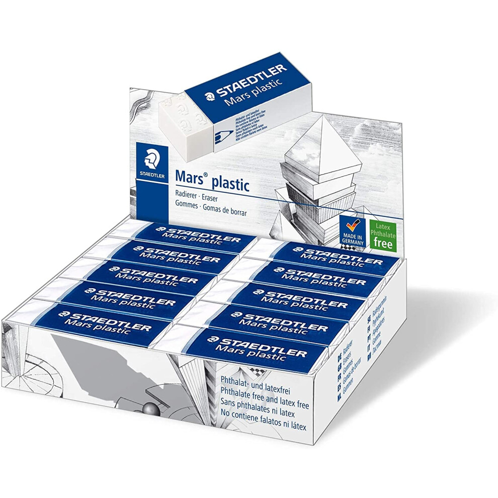 Staedtler 526 50 Mars Eraser, Latex & Phthalate-Free - Medium Size 65X23x13 Mm (Pack Of 20)
