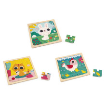 - 3x 9-Piece Wooden Puzzles - Hen, Cat & Rabbit - Children's Toy - Early-Years Educational Game - 18 Months +, J07113 - Plush Soft Toy