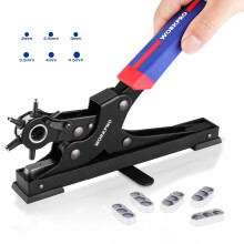 Desktop Leather Hole Punch, Heavy Duty Belt Hole Puncher for Leather with 6 Multi Sized Holes for Belt, Watch Bands, Pet Collars, Bags, Shoes, DIY