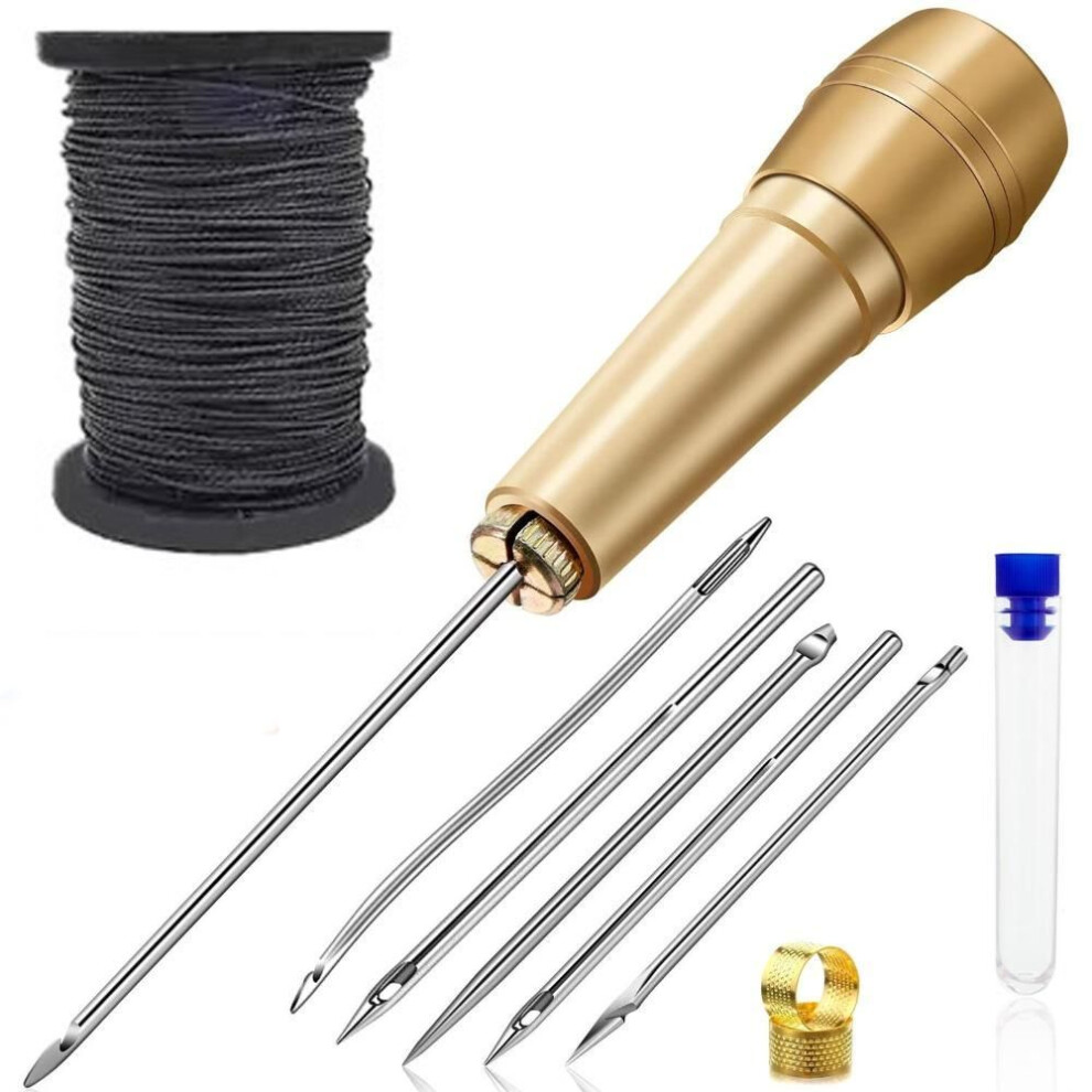 (black) 1Set Sewing Awl Needle Handmade Leather Sewing Tools  for Shoes and Leather Repairs