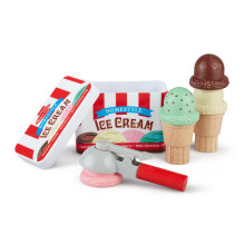 Scoop & Stack Ice Cream Cone, Ice cream toy for girls and boys, Pretend play food montessori toy 3 year old, Wooden food for role play kids toy food,
