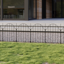 10pcs Arch Top Metal Garden Fence Panels No Dig Fencing Border for Yard and Garden (W)32cm x (H)42cm