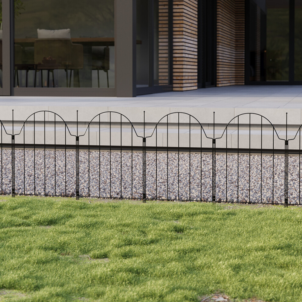 10pcs Arch Top Metal Garden Fence Panels No Dig Fencing Border for Yard and Garden (W)32cm x (H)42cm