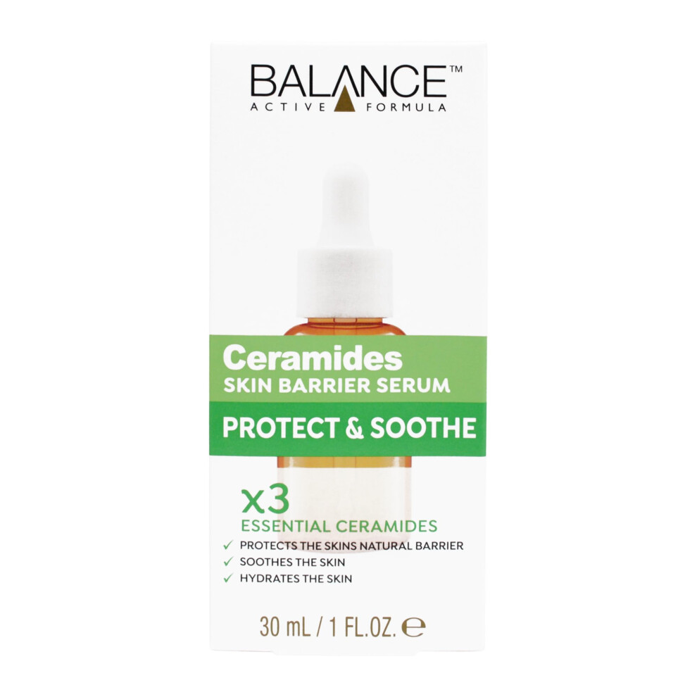 Balance Active Formula Ceramides Skin Barrier Serum, 30Ml | Advanced Hydrating Face Serum | Triple Ceramide Complex + Hyaluronic Acid | Restores Moisture Barrier & Plumps
