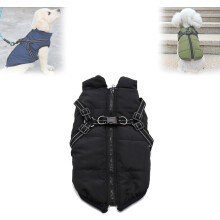 (Large, Black) Winter Coat,Furryking 3 in 1 Winter Jacket for Dogs,Furryking Dog Vest,Furry Dog Jacket with Harness, Waterproof Windproof Dog Snow Jacket with Zipper
