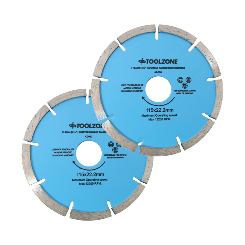 (Pack Of 2) 115Mm (4.5") Diamond Mortar Raking Disc - Brickwork Pointing Raker Blade For Re-Pointing 5052003671508