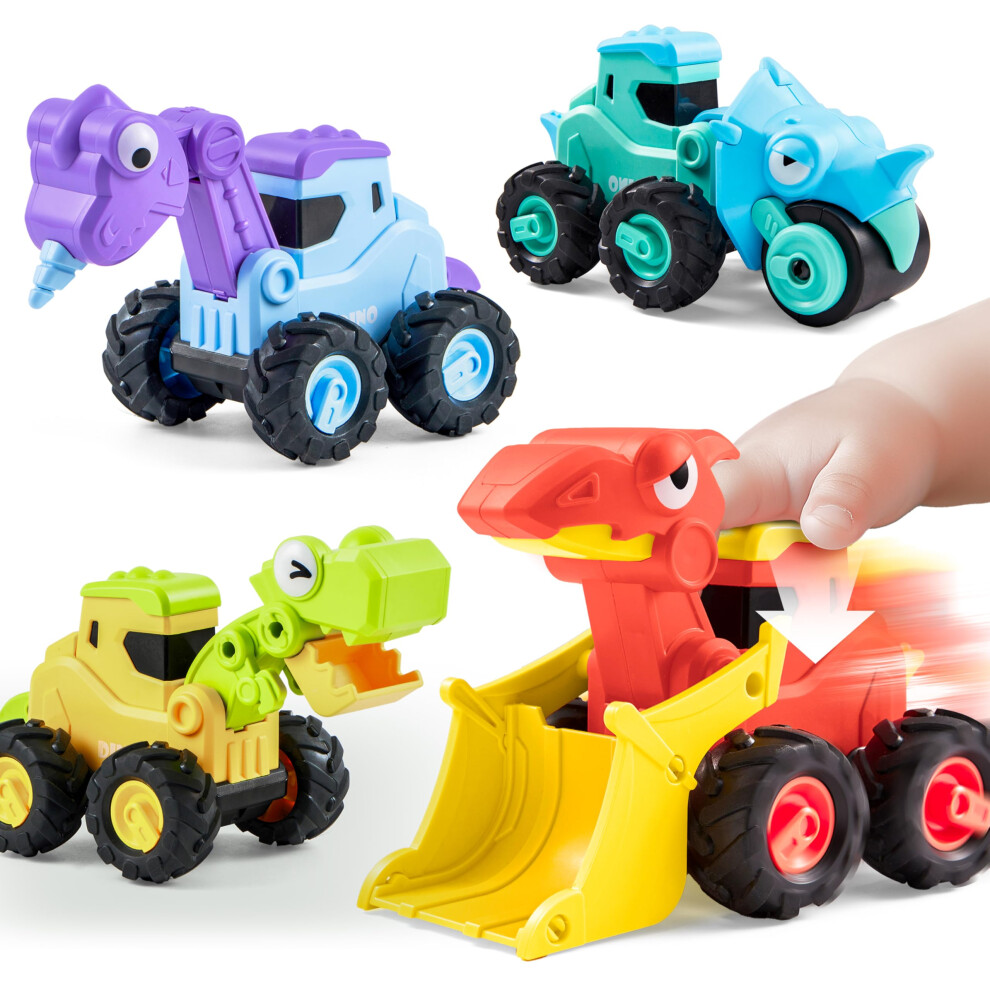 Photos - Toy Car Baby  for 3+ Year Old Boys Girls Kids, Dinosaur Toys, Digger Toys, 4PCS Construction Vehicles Set, Pull Back Cars, P