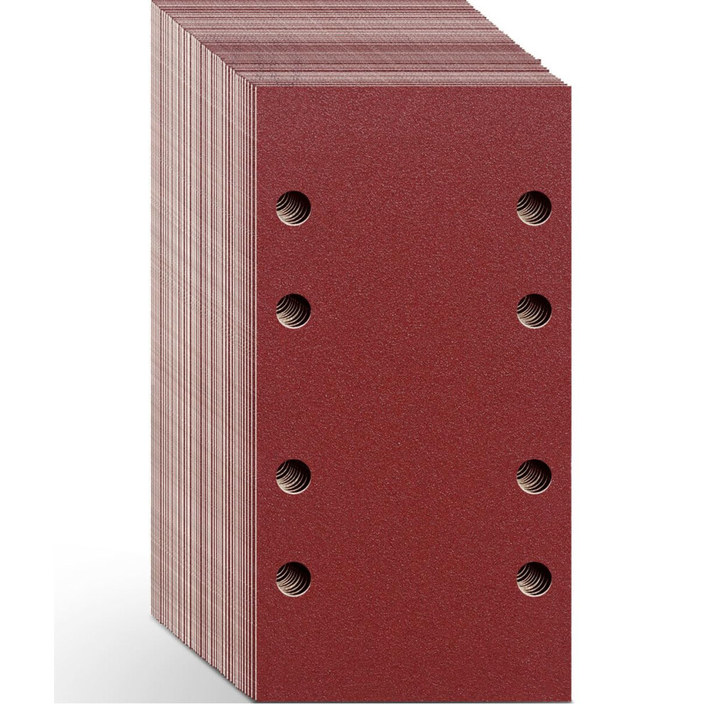 Sanding Sheets For Electric Sander: 48Pcs Hook And Loop Sandpaper 93 X 185 Mm - Rectangular Sander Pads With 8 Holes Assorted 602397032505