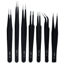 Precision ESD Anti-Static Tweezers, 7 pcs Stainless Steel Tweezers Set for Electronics, Jewelry-Making, Laboratory Work, Repairing, Hobbies