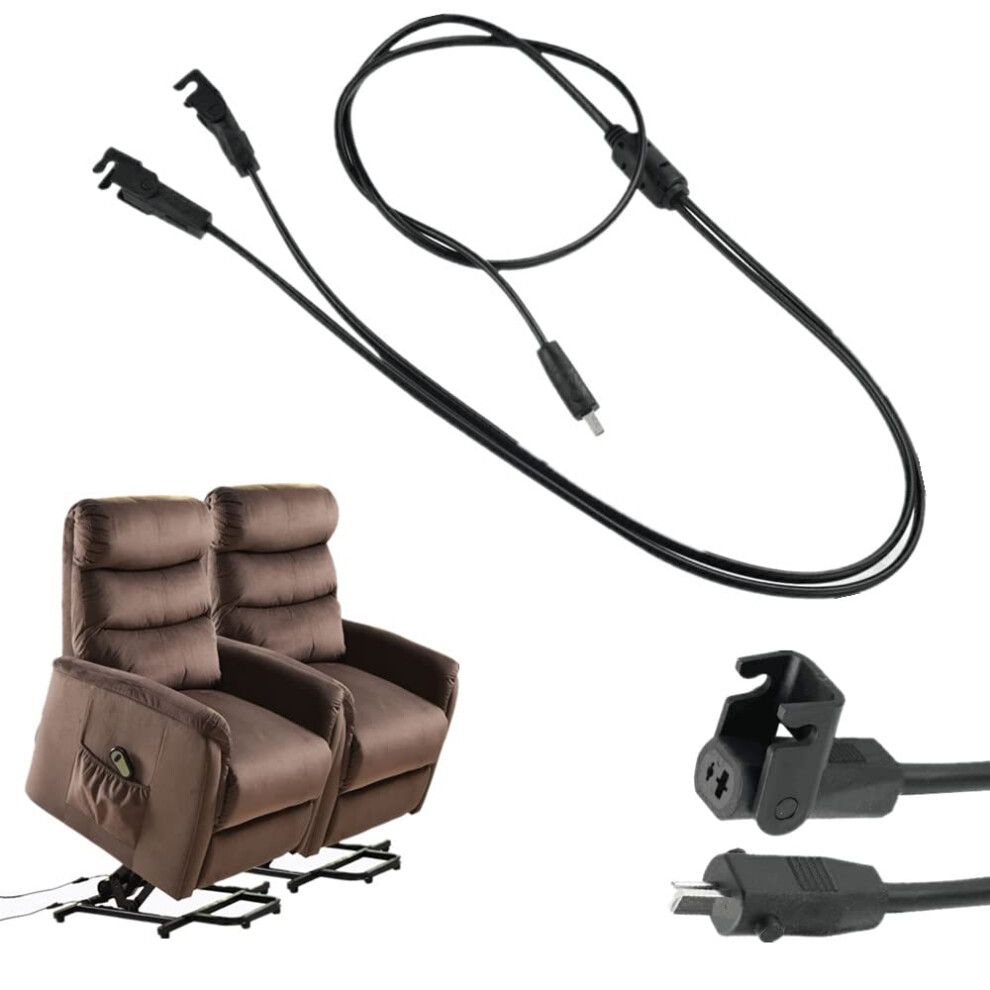 Electric Recliner Chair Sofa 1.1M Extension Lead Extension Cord For Recliner 2 Pin Splitter Lead Recliner Power Supply Cord Y-Splitter Cord Connecting 691189196914