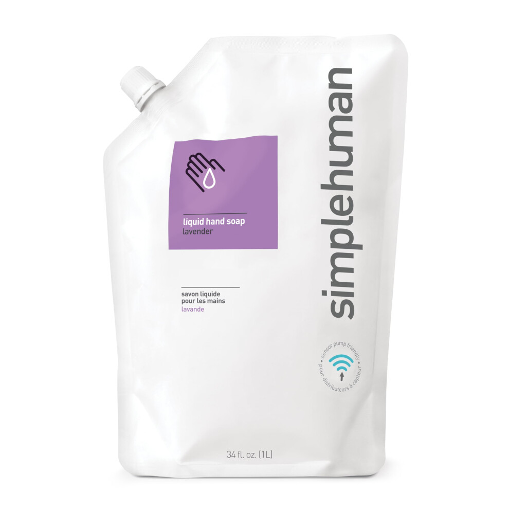 Simplehuman Lavender Ct1022 1L Hand Wash Liquid Soap, Moisturising, Suitable For Sensitive Skin, Hypoallergenic (Dea, Sulphate And Paraben Free), Biodegradable,