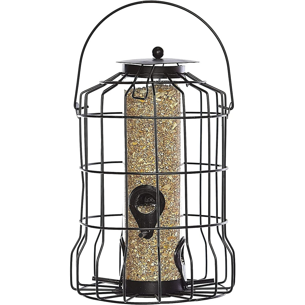 Large Heavy Duty Squirrel Proof Hanging Wild Seed Bird Feeder For Outdoor Garden Use with Strong Galvanised Metal Cage to Deter Squirrels & Large