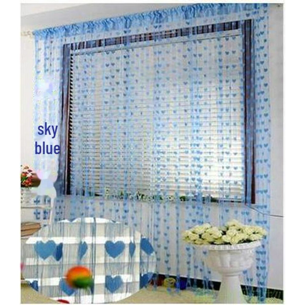 (sky blue, 1 meter wide and 2 meters high) Love Thread Bead Curtain - 1m Wide, 2m High: Door, Partition, Living Room, Bedroom, Porch, Feng Shui Design