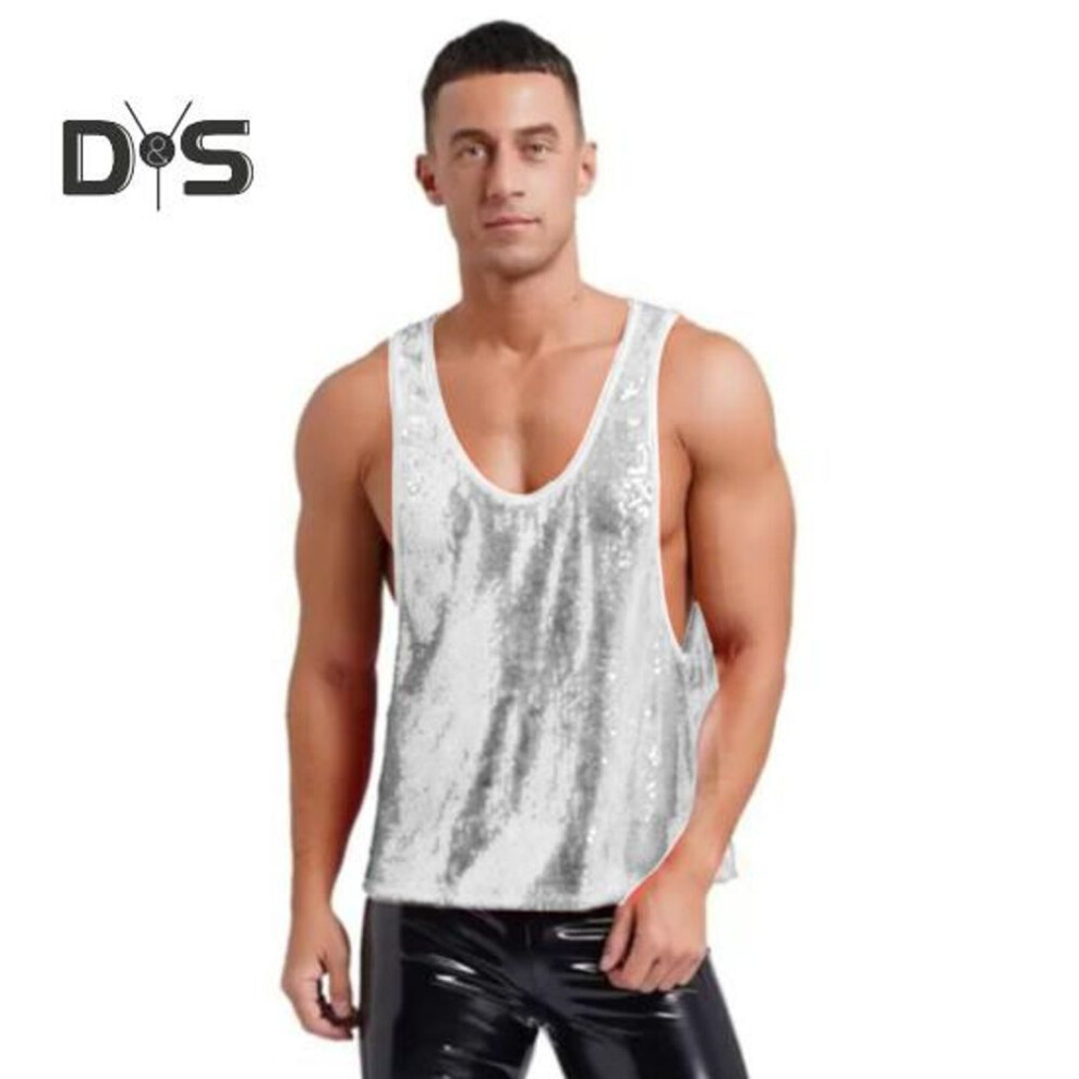 (white, 2XL) Men Vest O-Neck Sleeveless Loose Fit Solid Color Tank Tops Quick-Dry Versatile Street Style Tops Casual Wear