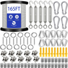 50M 304 Stainless Steel Garden Wire Rope | Heavy Duty Rust-Resistant Climbing Plant Support Kit with 20x M5 Vine Eyes & Fixings | Outdoor Catenary