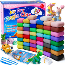 Air Dry Clay, 50 Colors Modelling Clay Kit, Ultra Light Non-Toxic Air Drying Clay for Kid, Magic Clay with 3 Clay Tools & Guidebook, Arts and Crafts