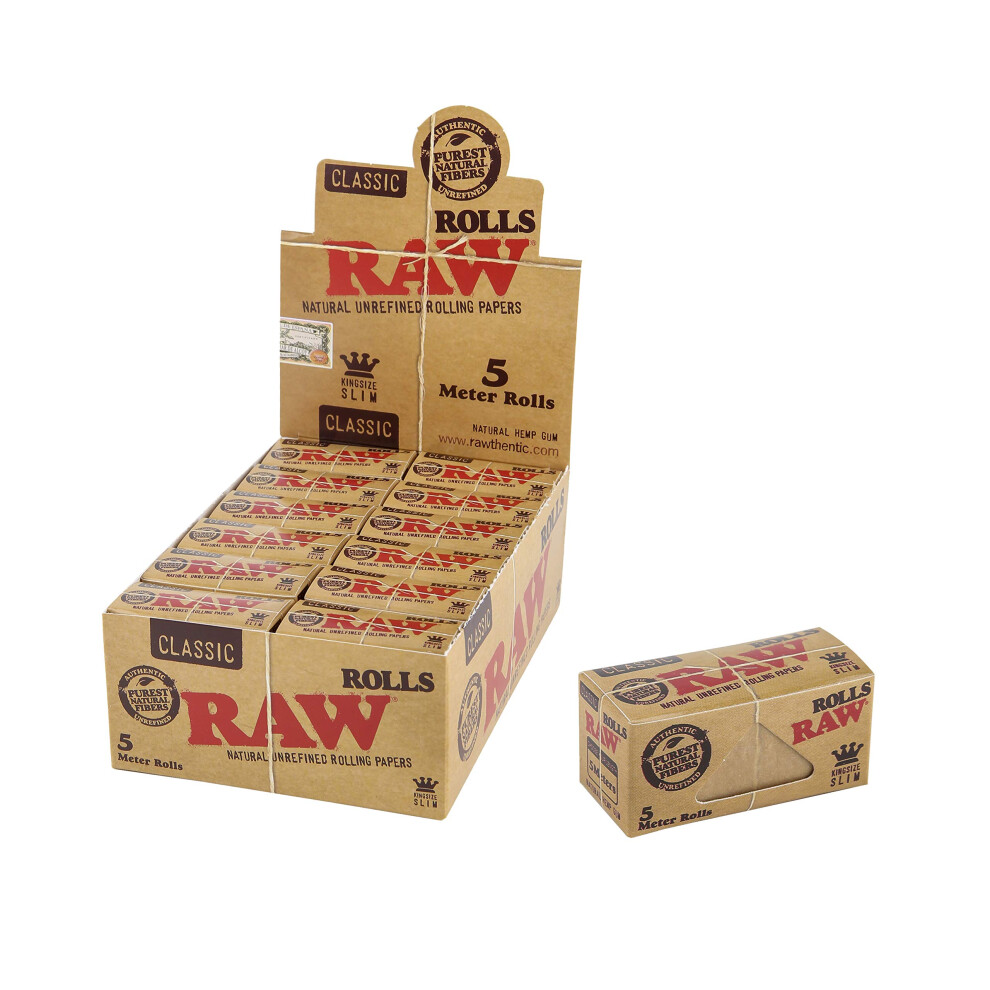 Raw Light/Brown Classic Natural Unrefined Rolling Paper Rolls - 5 Meter Roll (24)