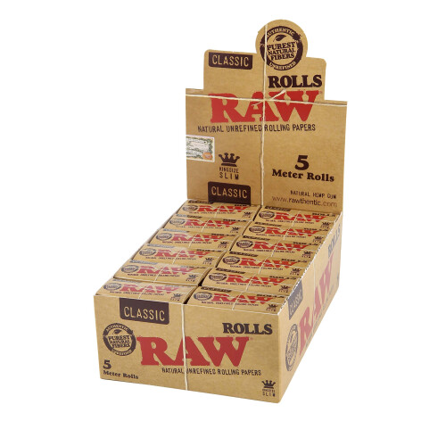 Classic Natural Unrefined Rolling Paper Rolls - 5 Meter Roll (24) 1