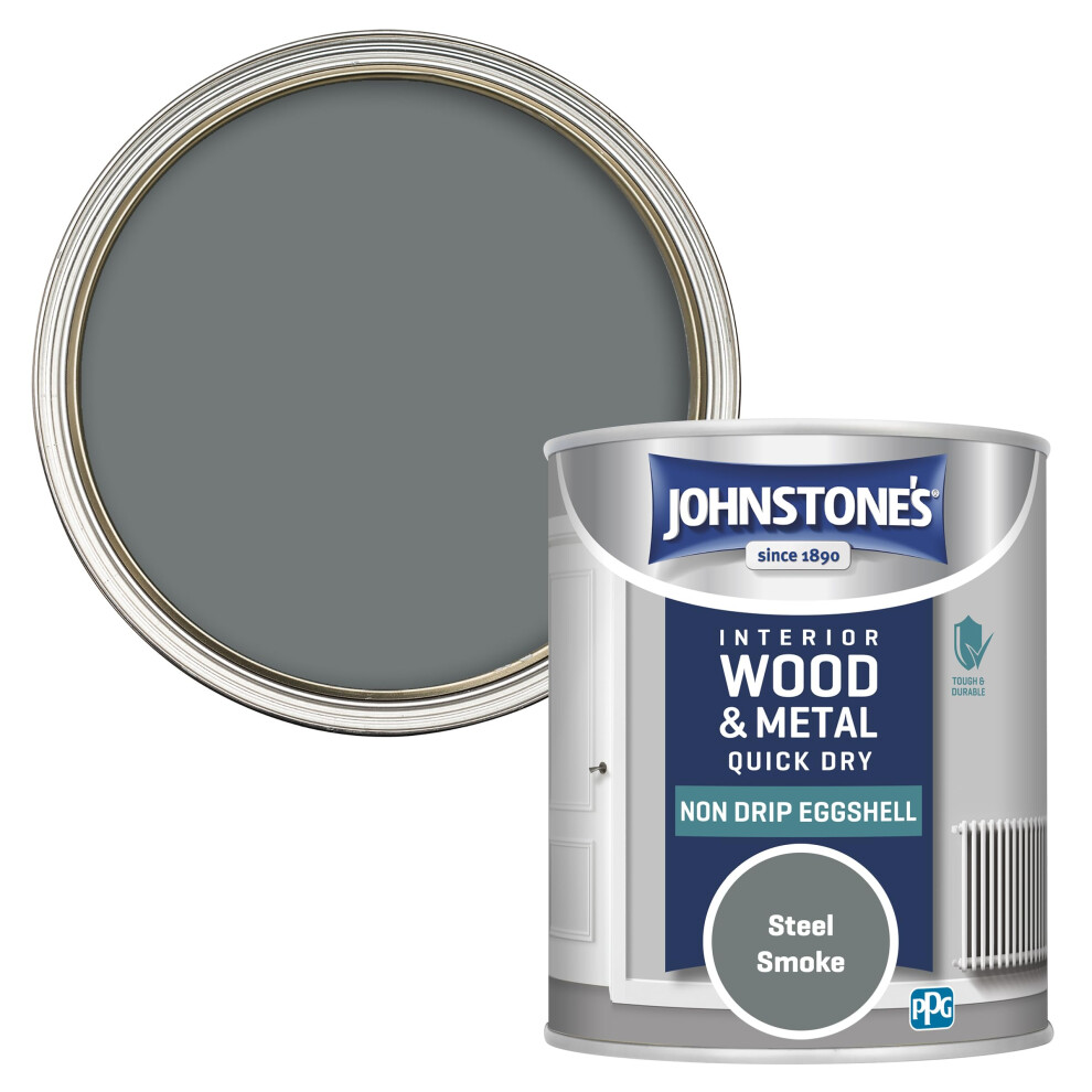 - Interior Wood and Metal Paint - Eggshell Finish - Steel Smoke - 750 ml - Quick Drying - Non Drip Water Based Formula