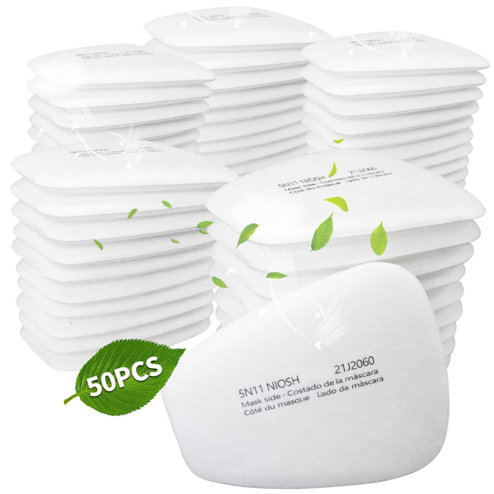 50Pcs Filter Cottons Of Respirator, 5N11 Replaceable Particulate Filter Cotton For Gas Respirator 6000 6100 6200 6800 7501 7502 Series, Used In Spray 749346182635