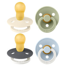 Colour Soother 4-Pack, BPA Free Dummy Pacifier, Round Nipple. Natural Rubber Latex, Made in Denmark. 18+ Months (Pack of 4), Iron Glow Mix