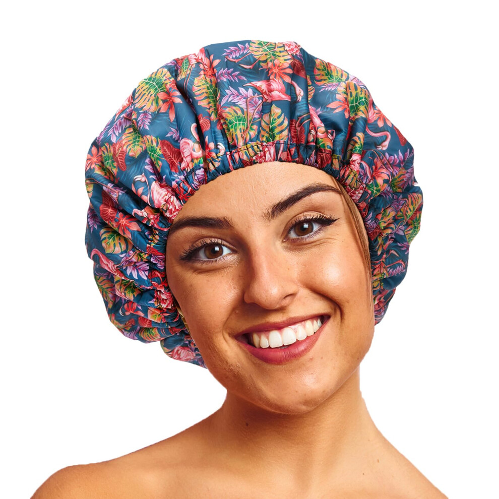 Bodylife Bath & Shower Cap With Terry Cloth Lining Tropicanna Flamingo 30Cm