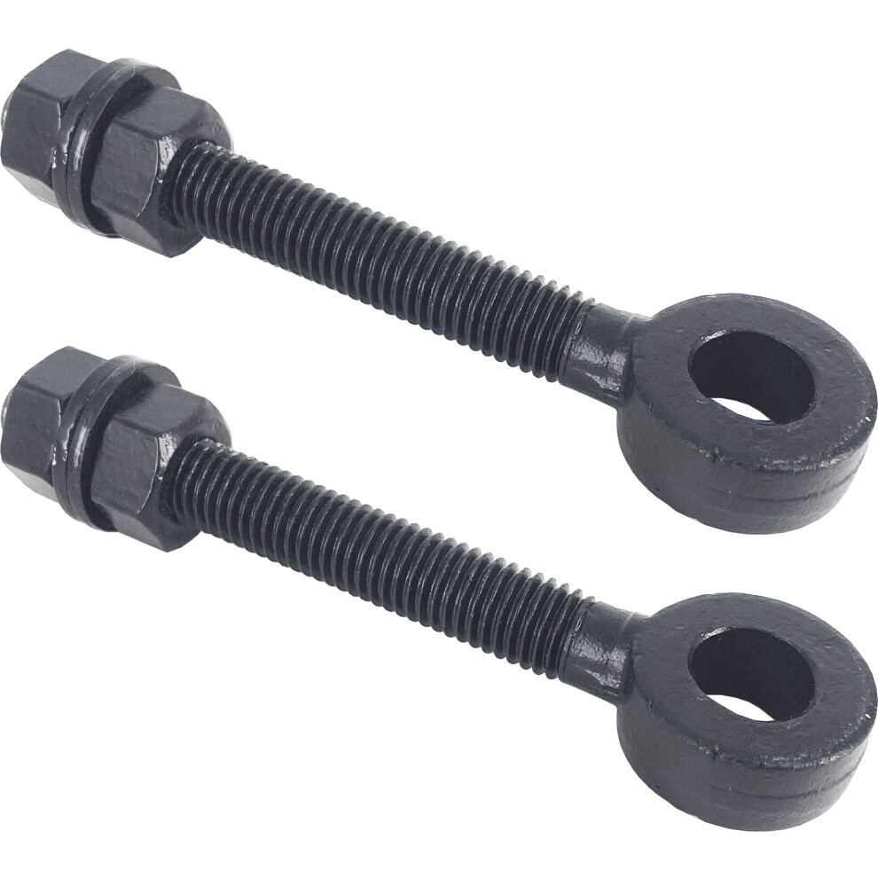 Irontite 2 Pack Black Gate Hinges Eye Bolt, 12Mm X 100Mm Long. Adjustable Gate Hinges Eye Bolts, Ideal As Garden Gate Hinges For Wrought Iron Gates. 5060848550643