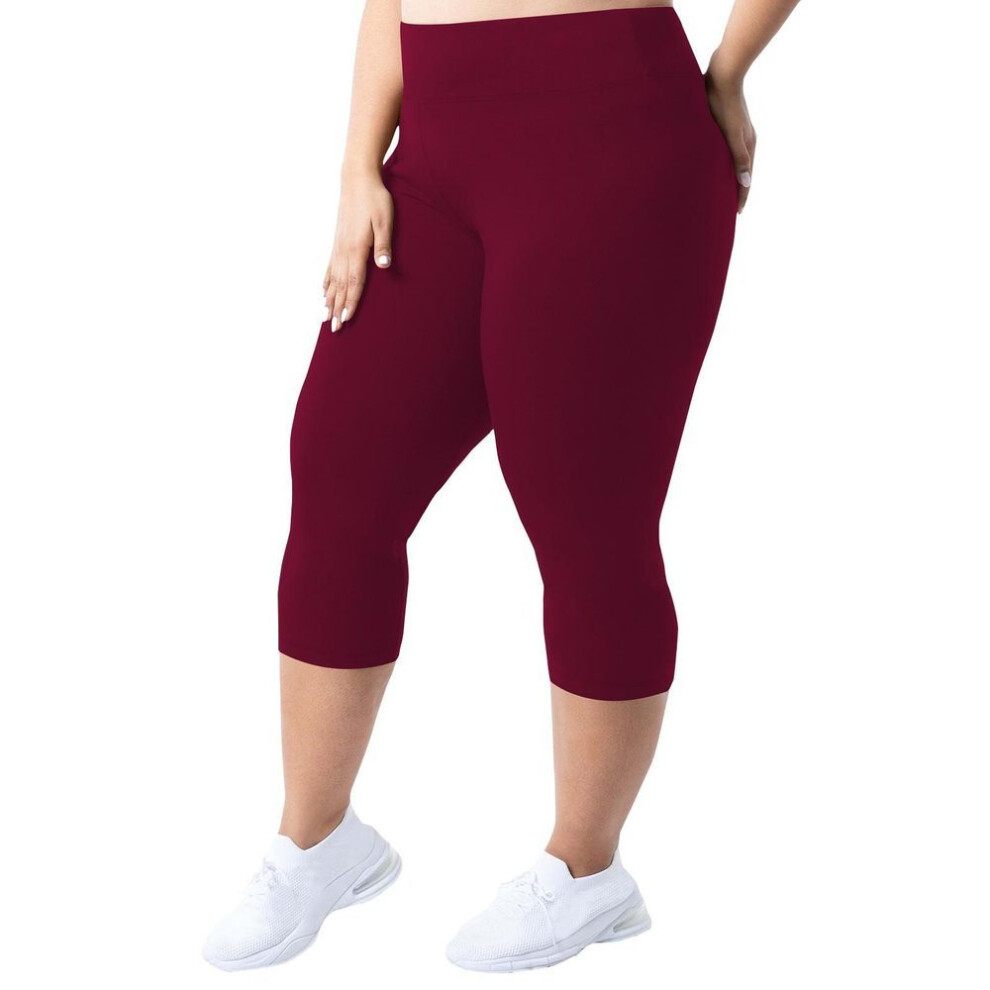 (wine, XXXXL) Summer Casual And Comfortable High Waisted Large Size Cropped Pants