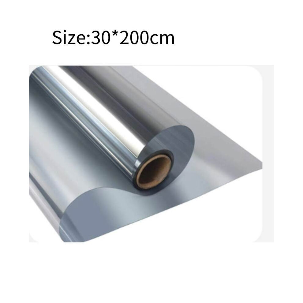 (Silver, 30*200cm/11.81*78.74in) Way Mirror One Window Film Uv Reflective Privacy Tint Foil Home Glass Sticker