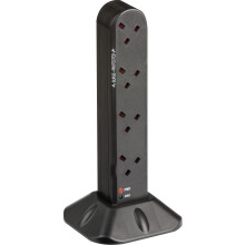ML 8 Gang 2 m Surge Protected Tower Extension Lead,Black