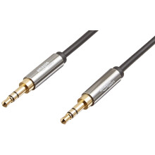 2-Pack 3.5mm Auxiliary Audio Cable for Stereo Speaker or Subwoofer with Gold-Plated Plugs, 1.2 m, Black & Grey