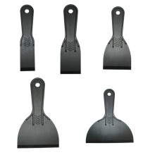 Glosoni 6 Pcs Plastic Putty Scrapers Set, Paint Scrapers Tools, Putty Filler Scraper for Spackling, Patching, Decals, Wallpaper, (Black, 5 Pieces)
