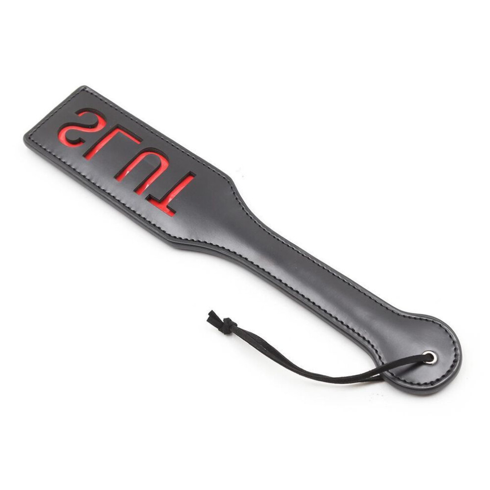 (black, Single layer SLUT) Black Leather Hand Paddle Sex Toy - SLUT Design