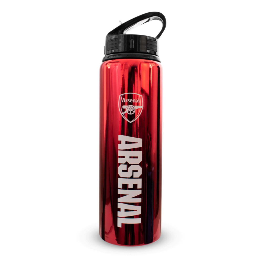 Hy-Pro Officially Licensed Arsenal F.c 750Ml Aluminium Uv Bottle ,Integrated Folding Straw, Neochrome Finish, Leakproof, Lightweight, Bpa Free, Gunners, Red