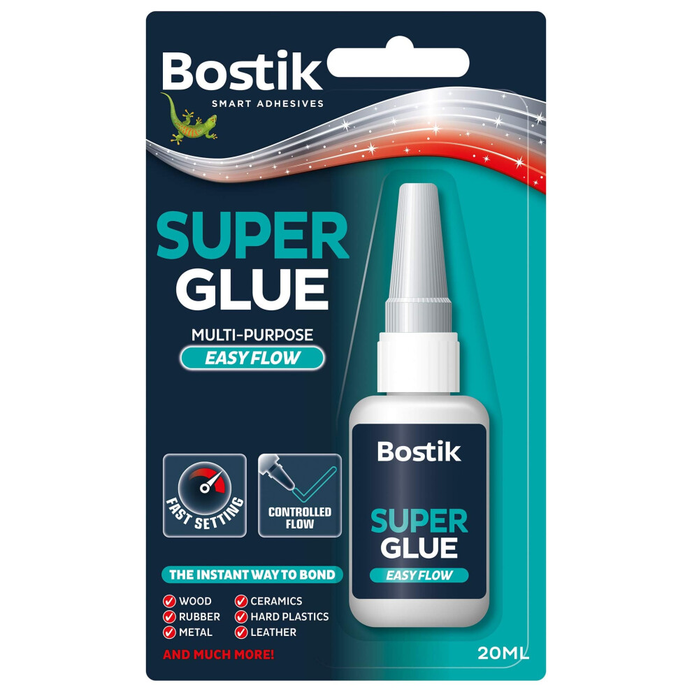 Super Glue Easy Flow Liquid 20ml – Ultra Strong, Fast-Setting Cyanoacrylate Adhesive for Wood, Metal, Plastic & More – Clear