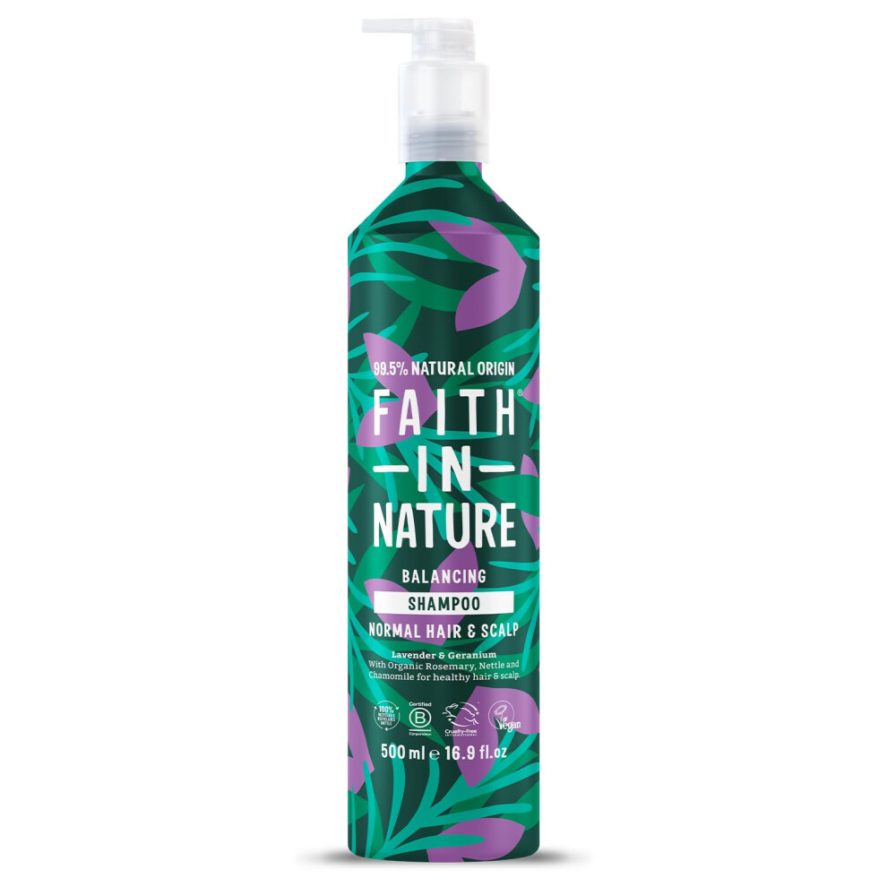 Faith In Nature Lavender - Natural Shampoo Aluminium Bottle - Vegan & Cruelty Free, No Sls Or Parabens - 500Ml, & Geranium