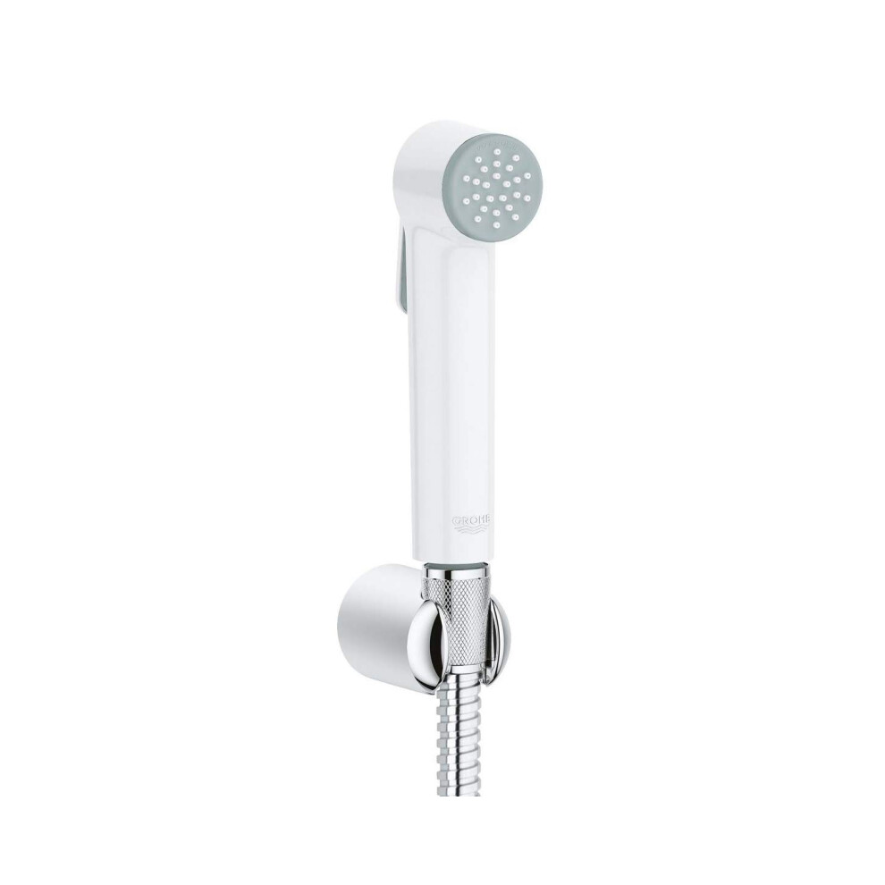 Tempesta-F Trigger Spray 30 Wall Holder Set with Trigger Control Hand Shower Easy-Clean Design In Durable Chrome and Pure White Finish Twistfree Hose