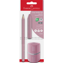 Jumbo Grip 580082 Pencil Set with Pencil, Eraser and Triple Sharpener Rose Shadows on Blister Card