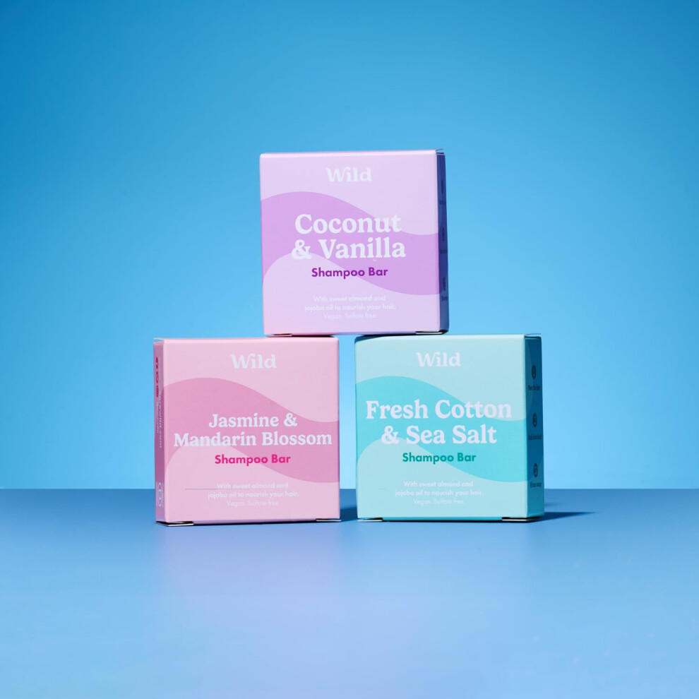 Mini Solid Shampoo Bar - Variety Pack Includes Fresh Cotton & Sea Salt, Jasmine & Mandarin and Coconut & Vanilla Scents - Natural Ingredients & Vegan