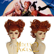 Winifred Sanderson Wig Hocus Pocus Cosplay Hair, Curly Witch Costume Wig for Halloween & Carnival, Adults & Kids