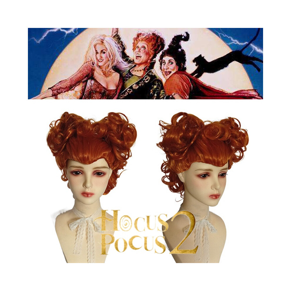 Winifred Sanderson Wig Hocus Pocus Cosplay Hair, Curly Witch Costume Wig for Halloween & Carnival, Adults & Kids