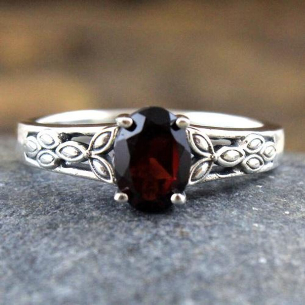 (red, 6.5) Garnet Ring, Handmade Jewelry, 925 Sterling Silver, Silver Ring, Gemstone Jewelry
