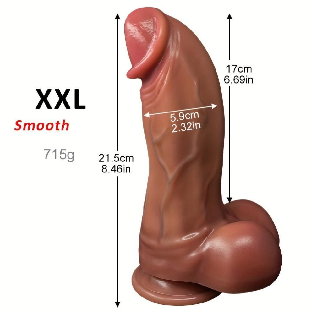 (Smooth Skin XL) 3 Sizes Double Layer Liquid Silicone Simulation Penis Soft Flesh Skin-friendly Fake Penis With Suction Cup Realistic Adult Manual Penis Adult Products
