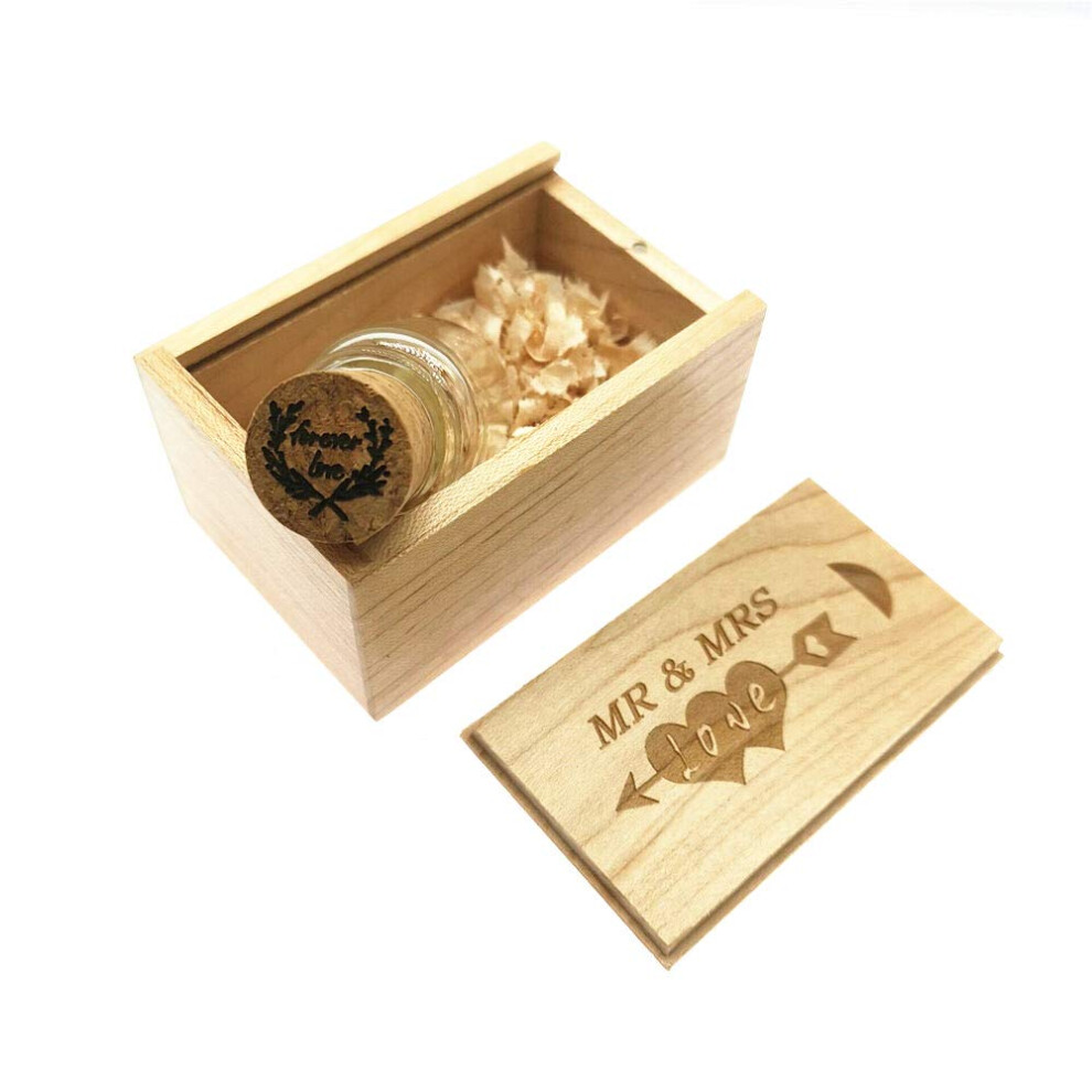 32Gb Usb 3.0 Flash Drive Glass Drift Bottle With Wood Box, Usb Stick, Pendrive For Wedding,Family 637673282565