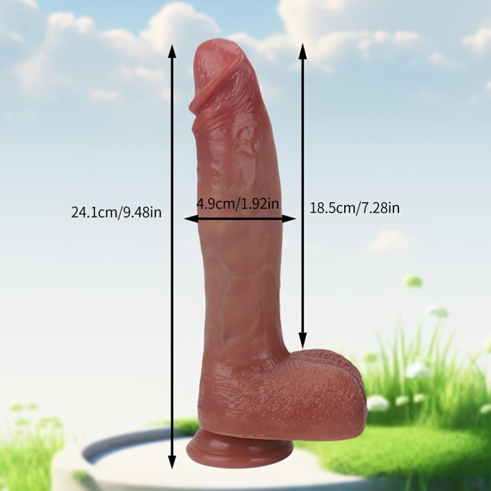 1pc Realistic Vibrating Massager – Retractable, Heated, Silicone with Testicles, Infrared Sensor, 9 Speeds, Rechargeable, for Women & Couples